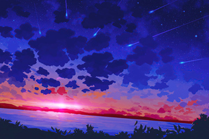 Sunset Lake Blue Clouds (5120x2880) Resolution Wallpaper