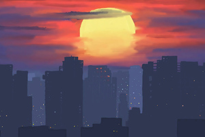 Sunset Over The City 4k