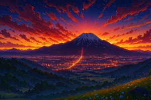 Sunset Over The Peaks (1280x720) Resolution Wallpaper