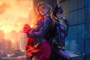 Supergirl And Batgirl Team Up (2932x2932) Resolution Wallpaper