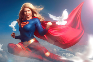 Supergirl And Doves 8k