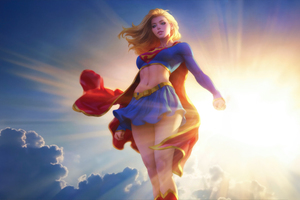Supergirl Illuminates The Horizon (2932x2932) Resolution Wallpaper
