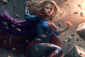 Supergirl Smashing Meteors Wallpaper