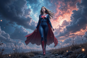 Supergirl Soars Above The Stars (2560x1080) Resolution Wallpaper