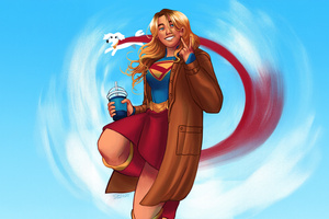 Supergirl With Krypto Defending Tomorrow (2048x1152) Resolution Wallpaper