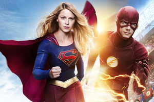 Supergirl X Flash 4k Wallpaper