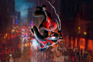 Superior Spiderman Vs Miles Morales (1336x768) Resolution Wallpaper