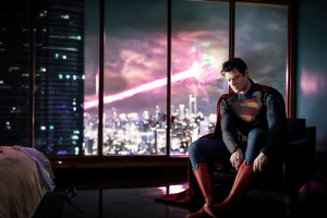 Superman Adjusting His Shoes (2048x2048) Resolution Wallpaper