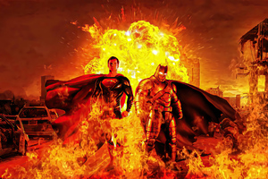 Superman And Batman Fire 4k Wallpaper