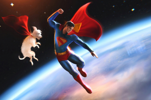 Superman And Krypto The Superdog (1336x768) Resolution Wallpaper