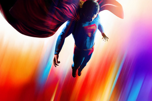 Superman Flying Over The Skyline (1024x768) Resolution Wallpaper