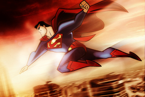 Superman In City (2932x2932) Resolution Wallpaper