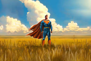 Superman In Field (3440x1440) Resolution Wallpaper