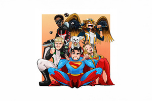 Superman Justice Gang Having Memorable Moments (3440x1440) Resolution Wallpaper