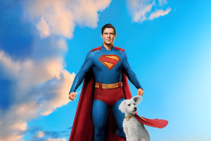 Superman Krypto Cape In The Wind (2932x2932) Resolution Wallpaper