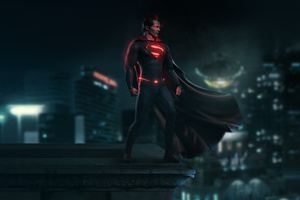 Superman Night Guardian Over Metropolis (3440x1440) Resolution Wallpaper