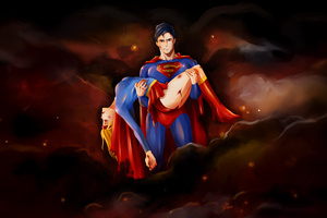 Superman Rescues Supergirl (2048x2048) Resolution Wallpaper