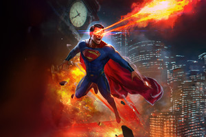 Superman Unleashes His Laser Vision (1024x768) Resolution Wallpaper