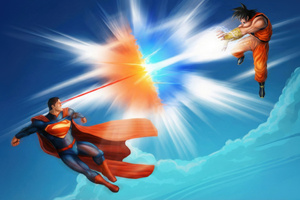 Superman Vs Goku Repulsor Power (2880x1800) Resolution Wallpaper