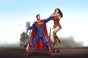 Superman Vs Wonder Woman Showdown (1152x864) Resolution Wallpaper