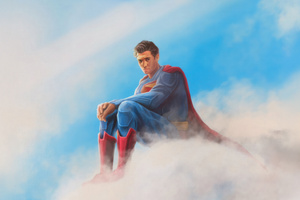 Superman Watches Over The Clouds (1280x1024) Resolution Wallpaper