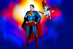 Superman X Krypto Colorful Art (1920x1080) Resolution Wallpaper