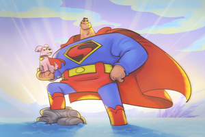 Superman X Krypto Sketch Artwork (2048x2048) Resolution Wallpaper