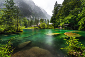 Switzerland Mountains Lake Scenery Blausee Alps (2880x1800) Resolution Wallpaper