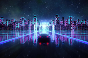 Synthetic Speed Synthwave Road Adventure Begins Wallpaper