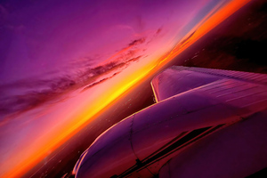 Synthwave Sunset Plane View 4k