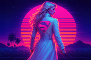 Synthwave Supergirl (320x240) Resolution Wallpaper