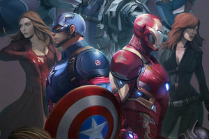 Team Captain And Team Stark (1280x800) Resolution Wallpaper