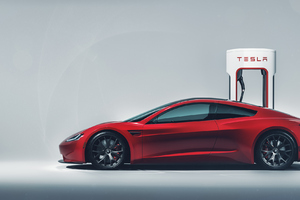 Tesla Roadster Charging (1366x768) Resolution Wallpaper
