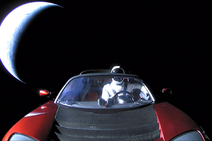 Tesla Roadster In Space With Space Suit Man Space X