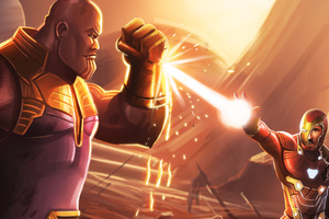 Thanos And Iron Man 5k (1366x768) Resolution Wallpaper