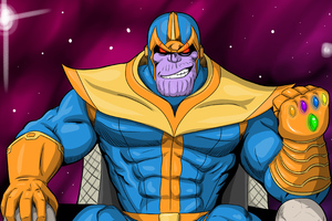 Thanos Comic Cartoon Digital Art 4k