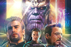 Thanos Iron Man Captain America Hawkeye In Avengers Infinity War Artwork