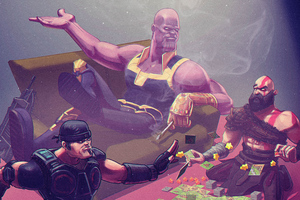 Thanos Kratos 4k Wallpaper