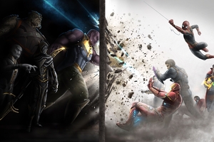 Thanos Team Vs Avengers (2560x1700) Resolution Wallpaper