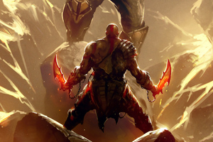 Thanos Vs Kratos Digital Art Wallpaper