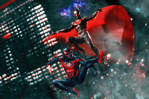 The Alliance Of Batman And Spider Man 2099 Wallpaper