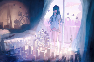 The Anime Girl Fantastical Dreams Of The Outside World Wallpaper