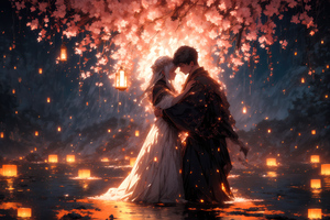 The Cherry Blossom Lovers (1336x768) Resolution Wallpaper