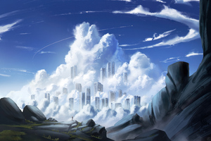 The City In Clouds (2560x1600) Resolution Wallpaper