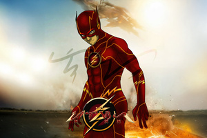 The Flash Red Thunder (1024x768) Resolution Wallpaper