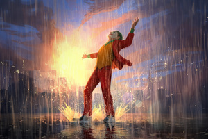 The Joker Menacing Rain (2932x2932) Resolution Wallpaper