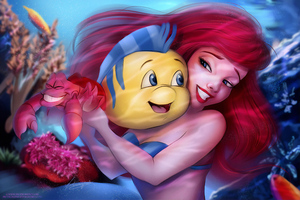 The Little Mermaid With Flounder 4k