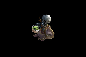 The Mandalorian And Grogu Baby Riding Blurrg (1366x768) Resolution Wallpaper