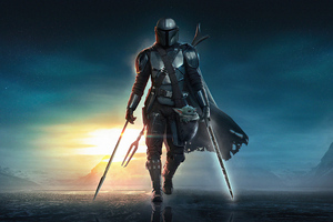 The Mandalorian Beskar Spear And The Darksaber 4k