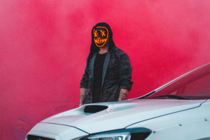 The Masked Man And Mercedes Benz (1600x900) Resolution Wallpaper